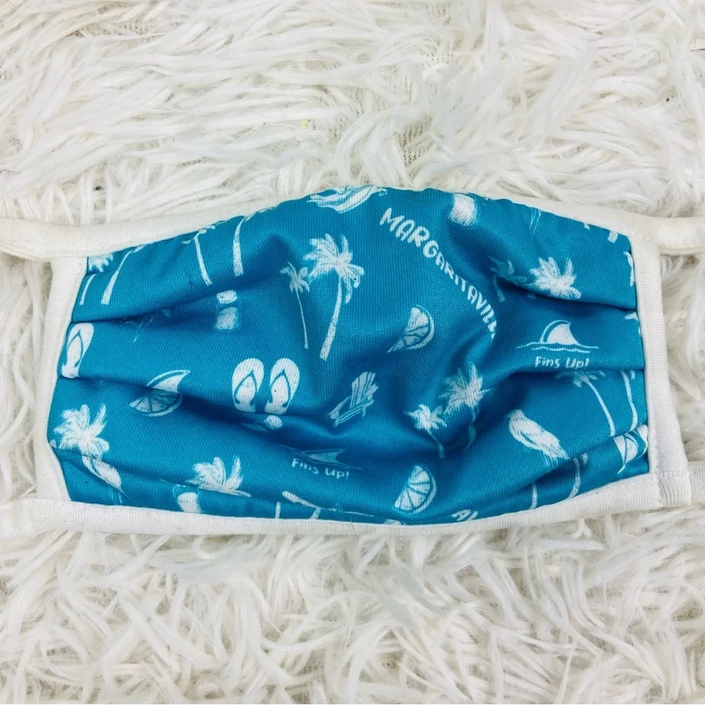 MARGARITAVILLE blue & white beach palm tree reusable face mask